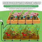 100FT Drip Irrigation Kit System for Garden 360° Adjustable Garden Sprinklers for Yard Watering System with 18 Nozzles Raised Bed Greenhouse Plant Watering Devices Misting System