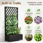 Metal Planter Box with Trellis,72"x35"x15",Galvanized Raised Garden Bed Trellis Outdoor Planter with Privacy Screen & Wheels and Drainage Holes,for Patio Climbing Vegetables,Flowers,Vines,Black