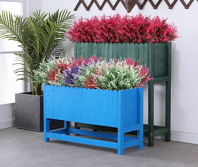 Artificial Plants Outdoor Artificial Lavender Flowers 20 Bundles Outdoor UV Resistant Fake Flowers No Fade Faux Plastic Plants Garden Porch Window Box Decorating,Spring Decorations for Home(Pink)