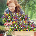 Waipfaru 20 Bundles Artificial Plants Outdoor,Fake Flowers UV Resistant Outdoor Fake Plants,Faux Lavender Shrubs for Window Garden Patio Hanging Planter Pathway Front Porch (Mix)