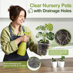 36 Pack Clear Plant Nursery Pots, 7/5/4/3.5 Inch Plastic Planter Pots with Drainage Hole, Flower Seedling Nursery Pots with 20 Labels for Garden Indoor Outdoor