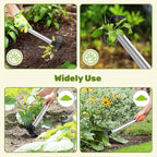 NICOFPHY Weed Puller Tool 2 Pack, 2 in 1 Manual Weeding Rake and Garden Hoe, 17" Uprooting Weeder Remover Tool for Yard Lawn Patio and Garden, Portable Gardening Hand Tools for Veggies Flower Planting