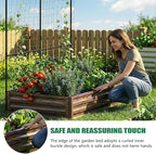 SUNYRISY Galvanized Raised Garden Bed with 87" H Arch Trellis for Climbing Plants Outdoor, Large Metal Planter Box with Netting for Gardening Flowers Vegetables Fruit, Wood Grain