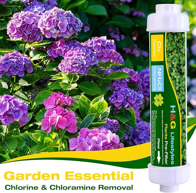 H&G lifestyles Garden Hose Filter for Plants,Inline Water Softener for Hose, Reduce Iron Manganese Calcium Magnesium,Chloramine & Chlorine Filter,with Standard 3/4"GHT, Up to 10,000 Gallons