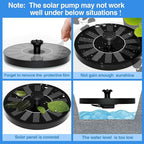Solar Fountain, Floating Solar Powered Water Fountain Pump for Bird Bath, Garden, Pond, Pool, Outdoor (1W)