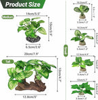 GOZILLA Silk Fish Tank Plants,Reptile Artificial Plant,Reptile Plants for Terrarium,Aquarium Decorations Accessories Set,Resin Driftwood Artificial Silk Aquarium Plant for Fish Tank.(11PCS/B-Set)