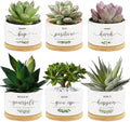 Tarklanda 6 Pcs Thank You Gift Succulent Pots Mini Ceramic Plant Pots with Bamboo Tray Flower Pots Planters for Teacher Coworker Employee Nurse Friends Appreciation, Plants Not Included