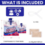 Fly Traps Outdoor Fly Trap for Patio. 2 Non-Toxic Pre-Baited Flies Bags Outdoor Disposable. Hanging Bug Catchers for All Filth Flies Killer for Outside Bug Control in Yard Horse Ranch Trash Can.