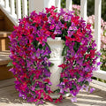 Artificial Flowers for Outdoors Fake Fuchsia Hot Pink Bougainvillea Hanging Flower Decoration, 2Pcs Realistic Faux Silk Plants Long Trailing Vines, Spring Decor for Porch Patio Balcony Planter Yard