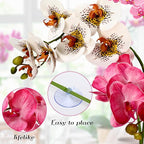 Chuangdi 2 Pcs Artificial Phalaenopsis with Suction Cups Terrarium Plant Decoration Reptile Habitat Plant Decor for Hermit Crab Lizards Geckos Snake (White Leopard Print,Dark Pink,Deeply Exquisite)
