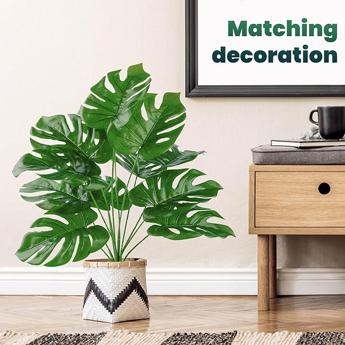 Toopify 28" 2Pack Large Fake Plants Artificial Palm Tree in Pot for Indoor and Outdoor Home Office Decor (Medium)