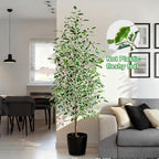 Bailikang 6FT Artificial Ficus Trees Indoor Faux Trees Indoor Fake Floor Plants Tall Artificial Tree with White Pot Faux Tree Fake Indoor Tree Silk Plants Artificial Trees for Home Decor Indoor