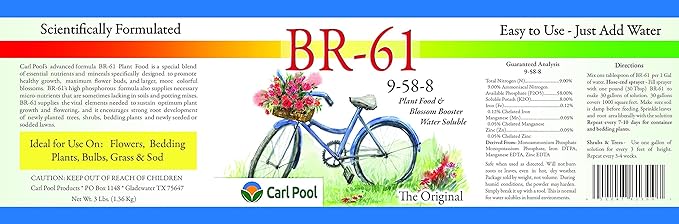 Carl Pool BR-61 Plant Food 9-58-8 3 Lbs