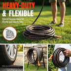 Garden Hose 25 ft x 5/8", Heavy Duty Water Hose, Flexible and Durable, Kink Resistant Lightweight Hybrid Hose, Leakproof Yard Hose with Male to Female Fittings