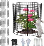 6 Pack Plant Protector from Animals, 13.5" Dia x 14" H Wire Plant Protectors, 18pcs Pre-Bent Metal Mesh to Keep Animals Out with Zip Ties & Stakes (6 Packs)