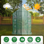Heyfurni Walk in Greenhouse with Shelves,Walk-in Plant Green House with Durable Green PE Cover, 3 Tiers 6 Shelves Stands with Ground Pegs & Ropes for Stability, 56"x28"x76"