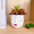 Small Face Succulent Pots Handmade Resin Lady Head Planter Cute Flower Pots Funny Succulent Planter for Indoor and Outdoor Plants White 1Pack