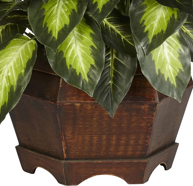 Nearly Natural 24in Dieffenbachia Artificial Plant, Faux Greenery with Decorative Planter for Indoor Home Office Decor, Low Maintenance