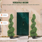VEVOR Artificial Boxwood Spiral Topiary Trees, 3ft Tall (2 Pieces) Faux Plant Outdoor, All-Year Green Fake Plant with Replaceable Leaves for Decorative/Indoor/Porch/Garden