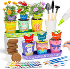 RGBDOT Kids Gardening Set Paint and Plant Stoneware Flower Growing Kit with 6 Pots and Gardening Tools Arts and Crafts for Kids Ages 8-12 Best Children’s Day Gift for Girls Boys Ages 5 6 7 8 9 10