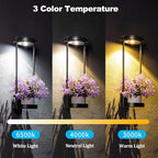 Solar Floor Lamps with Plant Stand, 3 Color Temperatures Solar Lights Outdoor Patio Decor, Solar Wall Sconce Shelf Planter Outdoor Waterproof, Solar Outdoor Lights for Yard Porch Patio Decor (Black)