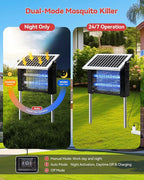 LANGY 10W Solar Bug Zapper Outdoor, 4500V Mosquito Zapper Outdoor Solar Waterproof Fly Zapper w 365nm Light, 5Ah Battery, 16.4ft Cord & Brush, Rechargeable Wireless Fly Insect Zapper Mosquitos Trap