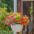HyeFlora Artificial Faux Hanging Plants Flowers Basket for Outdoor Outside Spring Summer Decoration, Fake Silk UV Sun Resistant Realistic Colorful Daisy for Porch Patio Balcony Home