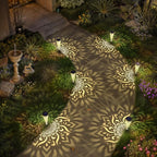 gardencave 6 Pack Solar Lights Outdoor Garden Decorative Mandala Solar Garden Lights with Warm Light Waterproof Solar Pathway Landscape Light for Path Patio Backyard Walkway Yard Decor (White)