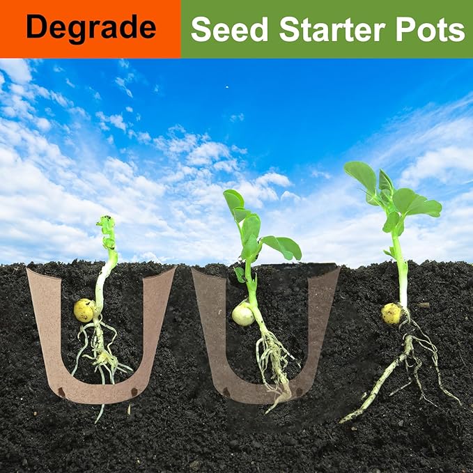 132 Pack Organic Peat Pots, 3.15 Inch Plant Starter Round Nursery Pot with Drainage Holes, Seedling Nursery Box, Seed Starting Tray, Bulk Garden Germination Paper Pulp Container with 132 Plant Labels