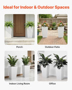 VEVOR 30 inch Tall Planters for Outdoor Plants Set of 2, White Tall Planter for Indoor Plants, Modern Large Planters for Front Porch Patio Balcony, Plant Container Flower Pots with Built-in Drainage