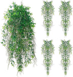 dallisten 4Pcs Fake Hanging Fern Plants for Outdoors, UV Resistant Artificial Ferns Greenery Vines Faux Trailing Plants for Indoor Wall Porch Wedding Boho Home Garden Decor(4PCS DeepGreen Ferns)