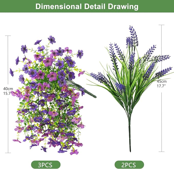 Artificial Fake Hanging Flowers Plants for Outdoor Outside Decoration, Faux Silk Daisy Flower Realistic UV Resistant for Front Porch Patio Balcony Garden Yard Indoor Planter Home Decor(Purple)
