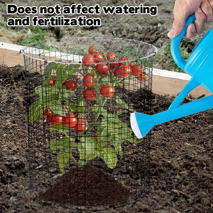 12 Sets of 16'' x 12'' Garden Plant Protectors from Animals With Detachable Covers ,36Pcs Metal Wire Protectors With Cover for Plants , Metal Plant Cage Chicken Wire Cloche with Stakes & Nylon Ties