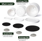 D'vine Dev White Terracotta Pots for Plants, 4.2 Inch 5.3 Inch 6.5 Inch, Succulent Planter Pot with Drainage and Saucer, 40-T-A-1