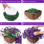 Artificial Fake Hanging Flowers Plants Basket for Outdoors Spring Decoration, Realistic Faux Silk Morning Glory for Outdoor Planters UV Resistant Artificial Flowers for Outside Porch Garden, Purple
