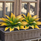 Ttranewsoo Artificial Agave Plants,Large UV Resistant Fake Agave Planters for Indoor and Outdoor Decorating Tropical Plant Succulents Greenery Indoor Decor (2Pack,18" Yellow)