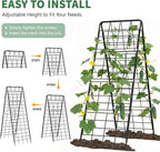 2 Pack Cucumber Trellis, 59" High Foldable A-Frame Garden Trellis for Raised Bed Garden Grow Support with Plant Support Clips Ties for Cucumber,Tomato, Climbing Plants and Flowers