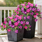 Ammyoo 4 Pcs Artificial Fake Petunia Flowers for Outdoor Decoration, Faux Silk Petunias Flower for Spring UV Resistant Realistic Plants for Garden Balcony Yard Porch Indoor Decor(Fuchsia Lotus)