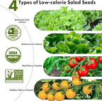 LYKOCLEAN Low-calorie Salad Seed Pods for AeroGarden, Ahopegarden, iDOO Hydroponics Growing System, 350 Seeds+ Including American Fast Lettuce, Buttercrunch Lettuce, Red Tomato, Golden Tomato (7-Pods)