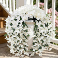 Artificial Flowers for Outdoors Fake White Bougainvillea Hanging Flower Decoration, 2Pcs Realistic Faux Silk Plants Long Trailing Vines, Spring Decor for Porch Patio Balcony Planter Yard