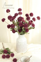 Floroom 6pcs Burgundy Faux Silk Mums Artificial Flowers, Bulk Fake Small Mini Chrysanthemums with Stems for DIY Wedding Centerpieces Floral Arrangements Vase Fillers Home Decorations