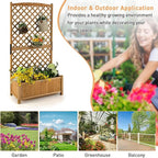 Giantex 2 Pcs Planter Raised Bed with Trellis, 71" Wooden Garden Bed, High Trellis for Plant Flower Climbing Pot Hanging, Indoor & Outdoor Planter Box for Yard, Garden, Balcony