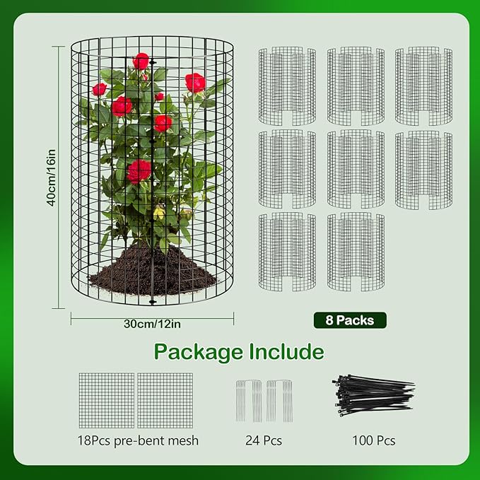 8 Pack Plant Protector from Animals, Wire Mesh Plant Cages for Garden – Sturdy Metal Plant Protectors to Keep Rabbits, Squirrels, and Animals Out – Ideal for Vegetables, Flowers, and Outdoor Plants