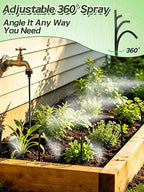 49ft Drip Irrigation System - Includes 15pcs 360° Adjustable Sprayers, 5/16" PE Tubing, 1/2" & 3/4" Faucet Adapters, Automatic Garden Watering Sprinkler System Kit for Raised Bed Plants Lawn