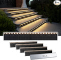SHONELIGHTING Solar Step Lights for Outside, 33 Focused-Beam High-Brightness LEDs, Waterproof Aluminum Outdoor Stair Light for Risers, Curbsides, Poolsides, Planter Edges (Warm White, 6Pack)