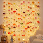 Suncalla 6 Pcs 35.4ft Hanging Flowers Garlands Backdrop Lighted Floating Fake Wildflower Vines LED Floral Garland Ceiling for Spring Wedding Bridal Shower Birthday Graduation Party (Vivid,Multicolor)