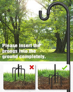 Breeze Touch 2Pack 45 Inch Adjustable Shepherd Hooks for Outdoor Outside, Heavy Duty with 5 Prongs Base, for Hanging Lantern, Hummingbird Feeder, Lightweight Plant, Wind Chime, Bird Feeder Hanger