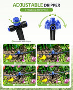 HIRALIY 220FT Drip Irrigation Kits for Plants, New Quick Connector Garden Watering System, Saving Water Automatic Irrigation Equipment for Patio Lawn