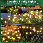 8-Pack Garden Solar Lights, 64 LED Solar Light Outdoor for Garden Decor, Waterproof Firefly Light Outdoor (Sway by Wind), Swaying Light for Outside Yard Pathway Landscape Decorations (Warm White)