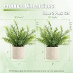 ALAGIRLS 2 Pack Small Fake Plants, 10" Artificial Rosemary Plants Indoor, Small Faux Plants in Pulp Pot for Bathroom Bedroom Kitchen Office Living Room Decor